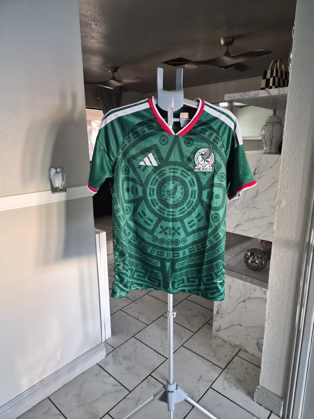 Mexico National Team Green Soccer Jersey with Red & White Trim